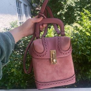 Vintage Pink Leather & Suede Purse